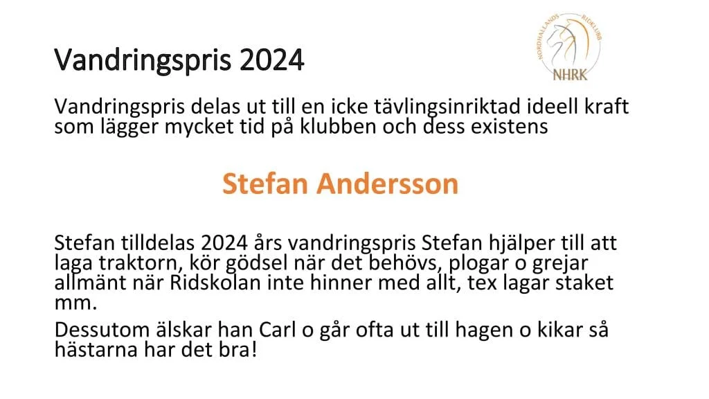 Vandringspris 2024 till Stefan Andersson
